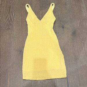 Yellow Textured Sleeveless Dress white Fox size XS
